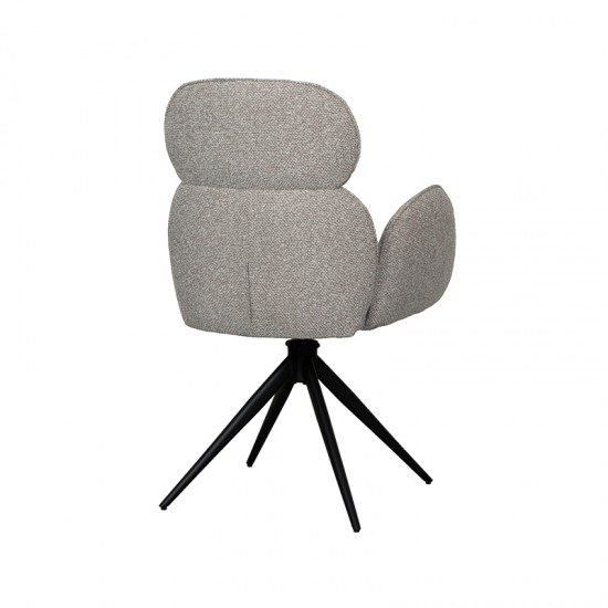 LABEL51 Chaise de salle à manger Vidar Mushroom Royal Boucle Zwart Metalen Frame.