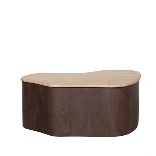 LABEL51 Salontafel Davi Espresso Travertin 80 cm.
