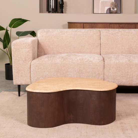 LABEL 51 Salontafel Davi Espresso Travertin 80 cm.