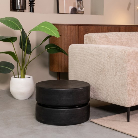 LABEL 51 Salontafel Milly Zwart Mangohout 50 cm Rond.