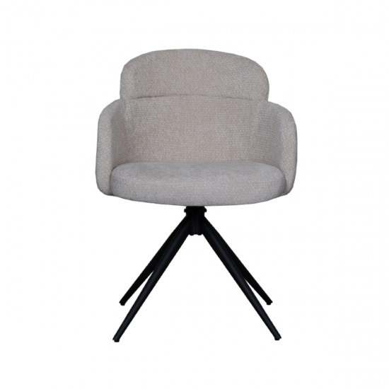 LABEL 51 Eetkamerstoel Levi Naturel Elite Zwart Metalen Frame.