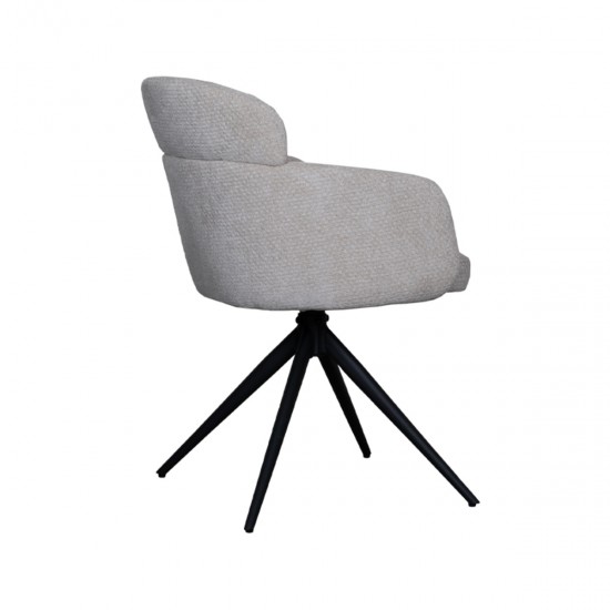 LABEL51 Chaise de salle à manger Levi Naturel Elite Zwart Metalen Frame.