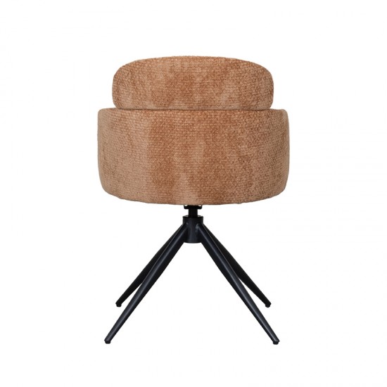 LABEL51 Chaise de salle à manger Levi Cognac Elite Zwart Metalen Frame.