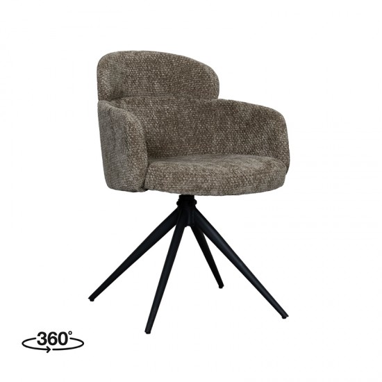 LABEL51 Eetkamerstoel Levi Hunter Elite Zwart Metalen Frame.