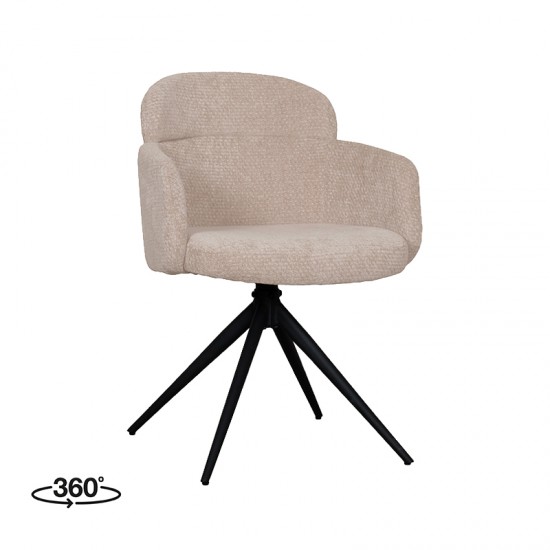 LABEL51 Eetkamerstoel Levi Clay Elite Zwart Metalen Frame.