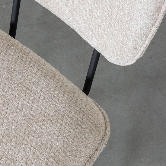 LABEL51 Chaise de salle à manger Liva Naturel Elite Zwart Metalen Frame.