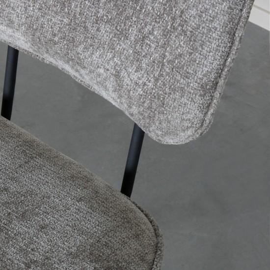 LABEL51 Chaise de salle à manger Liva Stone Elite Zwart Metalen Frame.