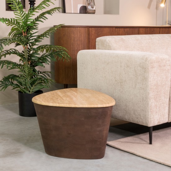 LABEL 51 Salontafel Ravi Espresso Travertin 70 cm.