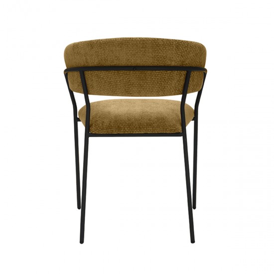 LABEL 51 Eetkamerstoel Luuk Mustard Elite Zwart Metalen Frame.
