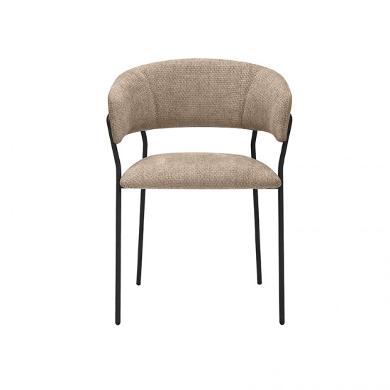 LABEL51 Eetkamerstoel Luuk Clay Elite Zwart Metalen Frame.