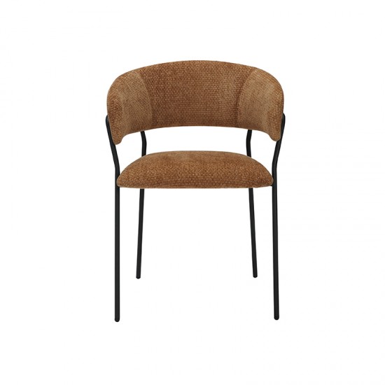 LABEL51 Eetkamerstoel Luuk Cognac Elite Zwart Metalen Frame.