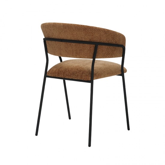 LABEL 51 Eetkamerstoel Luuk Cognac Elite Zwart Metalen Frame.