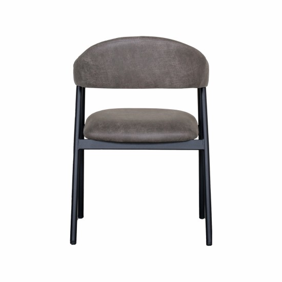 LABEL51 Chaise de salle à manger Amaze Anthracite Micro Suede Zwart Metalen Frame.