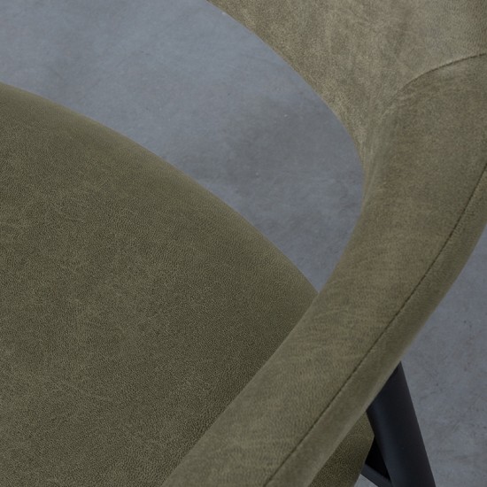 LABEL51 Chaise de salle à manger Amaze Moss Micro Suede Zwart Metalen Frame.