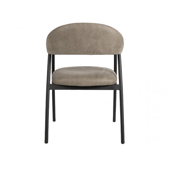 LABEL51 Chaise de salle à manger Amaze Taupe Micro Suede Zwart Metalen Frame.