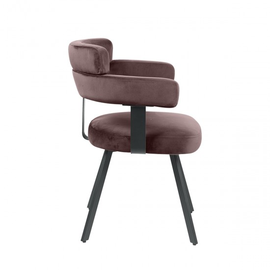 LABEL 51 Eetkamerstoel Bardio Taupe Fluweel Zwart Metalen Frame.