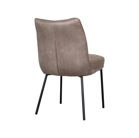 LABEL 51 Eetkamerstoel Lennon Taupe Micro Suede Zwart Metalen Frame.