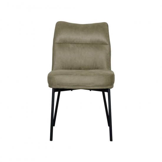 LABEL51 Eetkamerstoel Lennon Moss Micro Suede Zwart Metalen Frame.