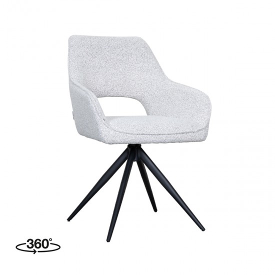 LABEL51 Eetkamerstoel Finley Champagne Boucle Zwart Metalen Frame.