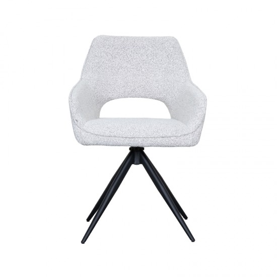 LABEL 51 Eetkamerstoel Finley Champagne Boucle Zwart Metalen Frame.