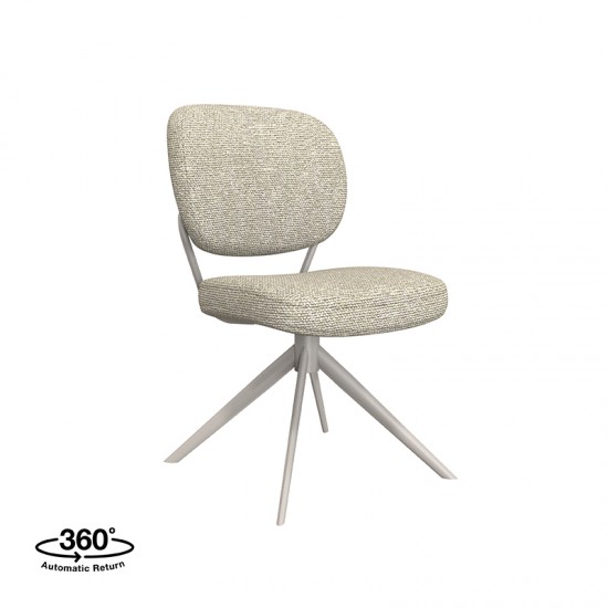 LABEL51 Eetkamerstoel Geneva Naturel Royal Boucle Taupe Metalen Frame.