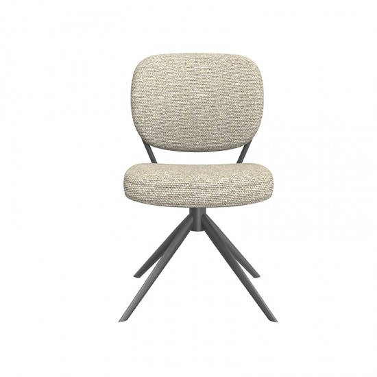 LABEL 51 Eetkamerstoel Geneva Naturel Royal Boucle Zwart Metalen Frame.