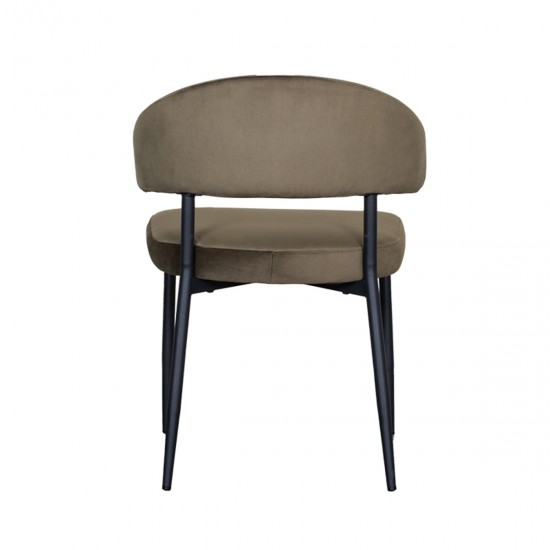 LABEL51 Chaise de salle à manger Bliss Hunter Velours Zwart Metalen Frame.