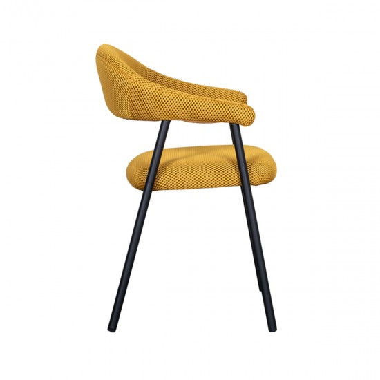 LABEL 51 Eetkamerstoel Amaze Oker Breathe Zwart Metalen Frame.