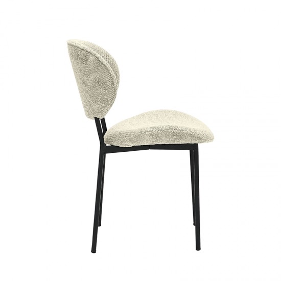 LABEL51 Eetkamerstoel Senn Naturel Royal Boucle Zwart Metalen Frame.