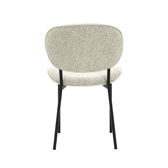 LABEL 51 Eetkamerstoel Senn Naturel Royal Boucle Zwart Metalen Frame.