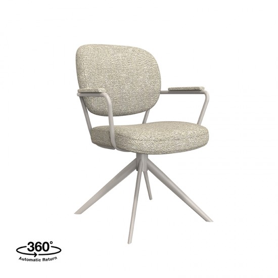 LABEL51 Eetkamerstoel Basel Naturel Royal Boucle Taupe Metalen Frame.