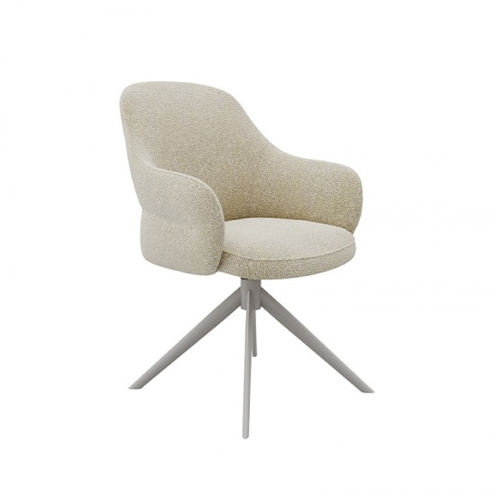 LABEL51 Eetkamerstoel Bern Naturel Royal Boucle Taupe Metalen Frame.