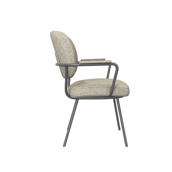 LABEL 51 Eetkamerstoel Lausanne Naturel Royal Boucle Zwart Metalen Frame.