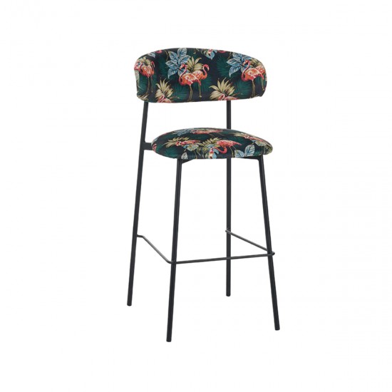 LABEL51 Eetkamerstoel Ferry Printed Flamingo Fluweel Hoog.