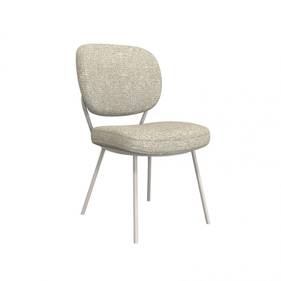 LABEL51 Eetkamerstoel Singapore Naturel Royal Boucle Taupe Metalen Frame.