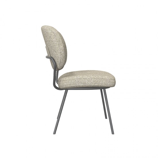 LABEL 51 Eetkamerstoel Singapore Naturel Royal Boucle Zwart Metalen Frame.