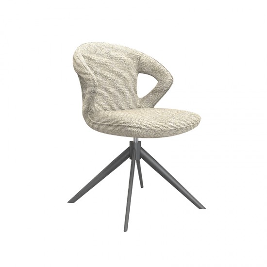 LABEL51 Eetkamerstoel Zurich Naturel Royal Boucle Zwart Metalen Frame.