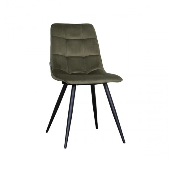 LABEL51 Eetkamerstoel Bistro Hunter Fluweel Zwart Metalen Frame.