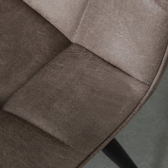 LABEL51 Chaise de salle à manger Bistro Taupe Micro Suede Zwart Metalen Frame.