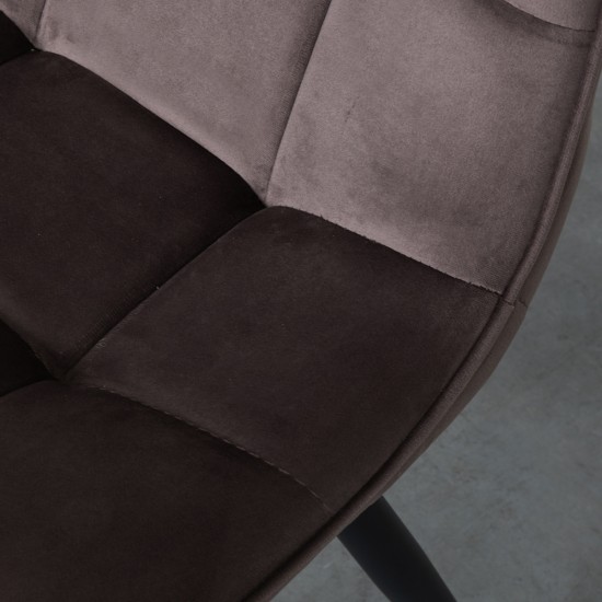 LABEL51 Chaise de salle à manger Bistro Taupe Velours Zwart Metalen Frame.