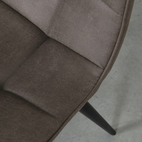 LABEL51 Chaise de salle à manger Bistro Anthracite Micro Suede Zwart Metalen Frame.