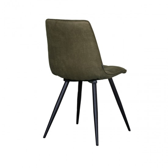 LABEL 51 Eetkamerstoel Bistro Moss Micro Suede Zwart Metalen Frame.