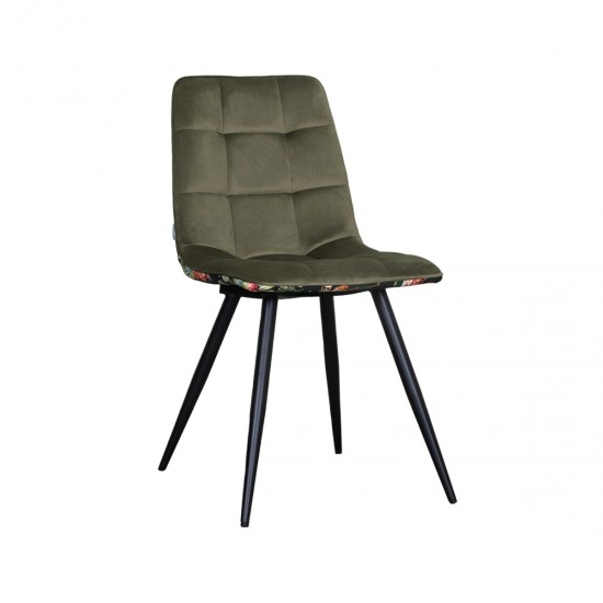 LABEL51 Eetkamerstoel Bistro Hunter Fluweel Zwart Metalen Frame.