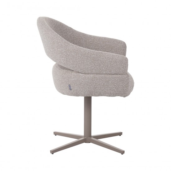 LABEL 51 Eetkamerstoel Donna Naturel Royal Boucle Taupe Metalen Frame.