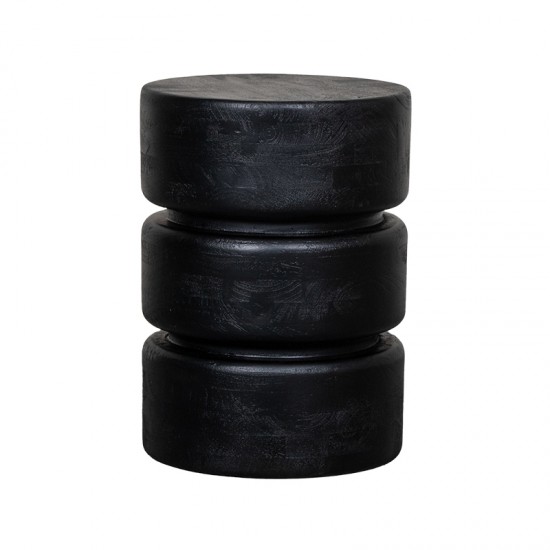 LABEL51 Bijzettafel Milly Zwart Mangohout 35 cm Rond.