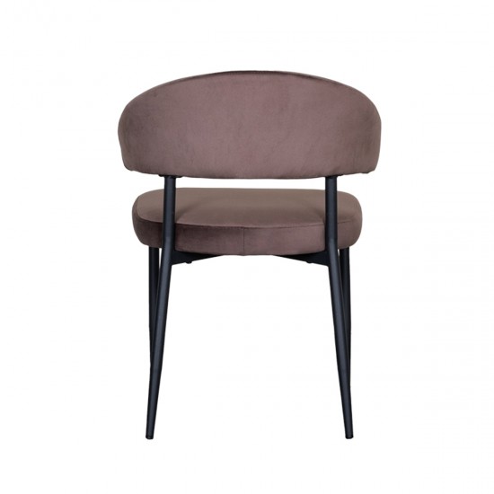 LABEL51 Chaise de salle à manger Bliss Taupe Velours Zwart Metalen Frame.