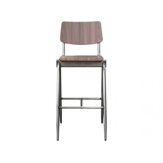 LABEL51 Barkruk Solid Donkerbruin Hout Hoog.