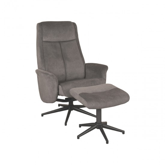 LABEL 51 Fauteuil Bergen Antraciet Cosmo Incl. Hocker.