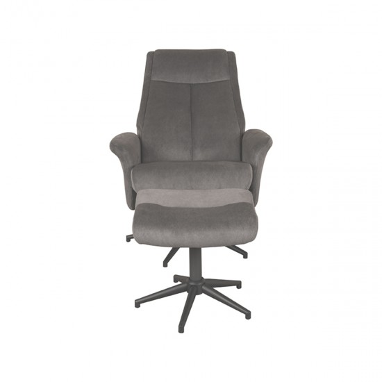 Relaxfauteuil bergen ottomane 77x76x105 cm antraciet cosmo voorkant v2