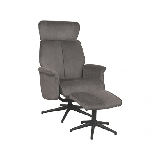 LABEL51 Fauteuil Verdal - Antraciet - Cosmo - Incl. Hocker.
